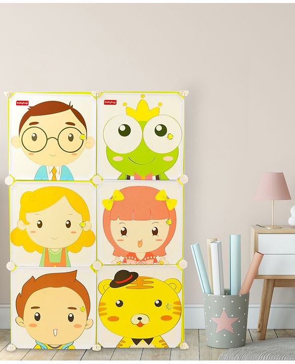 Babyhug 6 Cabinets Detachable Storage Unit Cartoon Print - Green