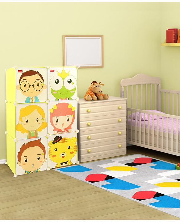 Babyhug 6 Cabinets Detachable Storage Unit Cartoon Print - Green
