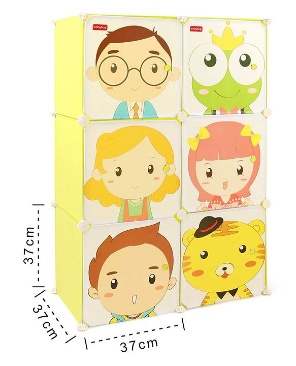 Babyhug 6 Cabinets Detachable Storage Unit Cartoon Print - Green