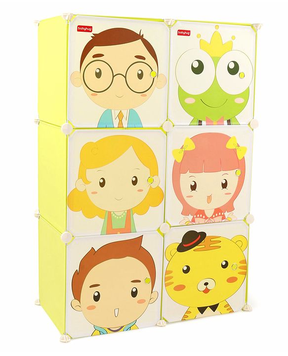 Babyhug 6 Cabinets Detachable Storage Unit Cartoon Print - Green