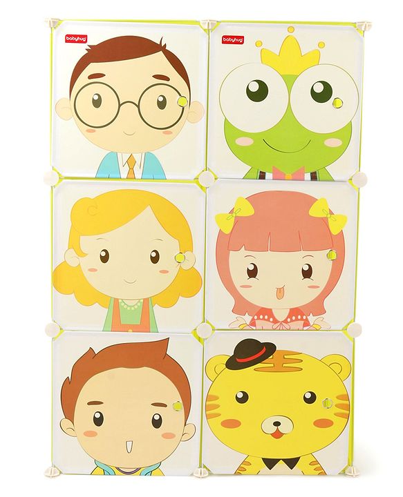 Babyhug 6 Cabinets Detachable Storage Unit Cartoon Print - Green
