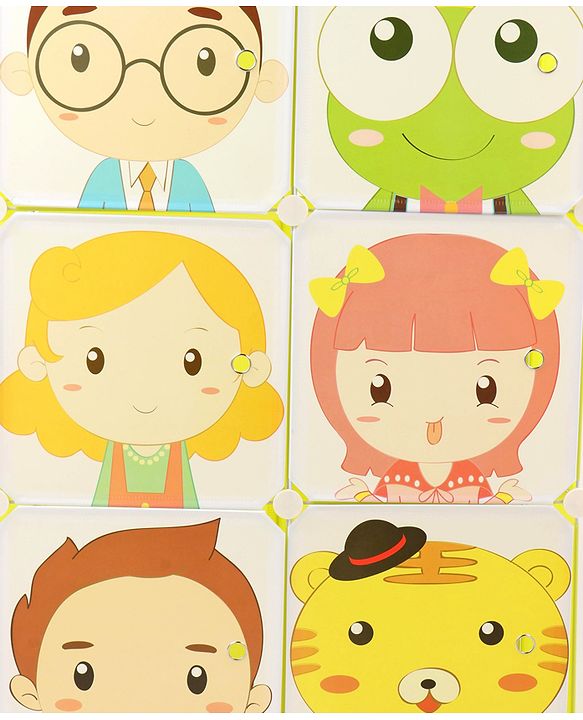 Babyhug 6 Cabinets Detachable Storage Unit Cartoon Print - Green