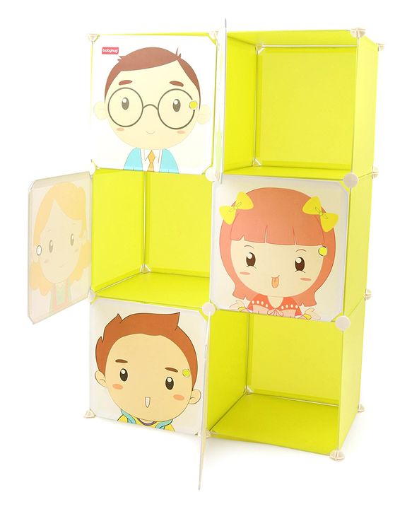 Babyhug 6 Cabinets Detachable Storage Unit Cartoon Print - Green