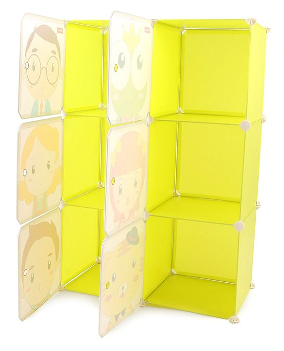 Babyhug 6 Cabinets Detachable Storage Unit Cartoon Print - Green
