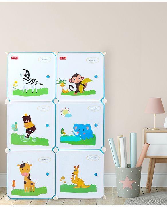 Babyhug 6 Cabinets Detachable Storage Unit Cartoon Print - Green
