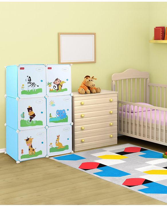 Babyhug 6 Cabinets Detachable Storage Unit Cartoon Print - Green
