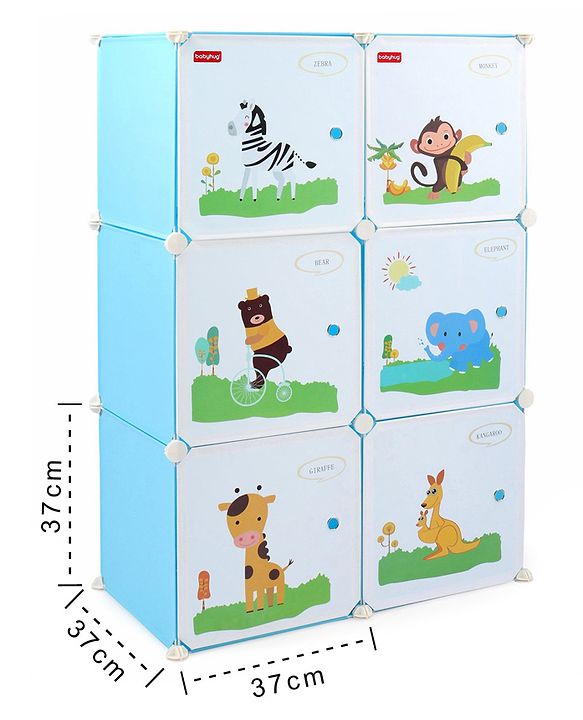 Babyhug 6 Cabinets Detachable Storage Unit Cartoon Print - Green