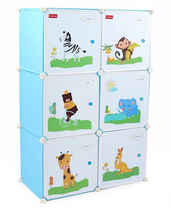 Babyhug 6 Cabinets Detachable Storage Unit Cartoon Print - Green