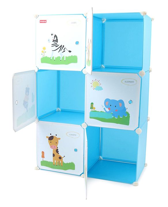 Babyhug 6 Cabinets Detachable Storage Unit Cartoon Print - Green