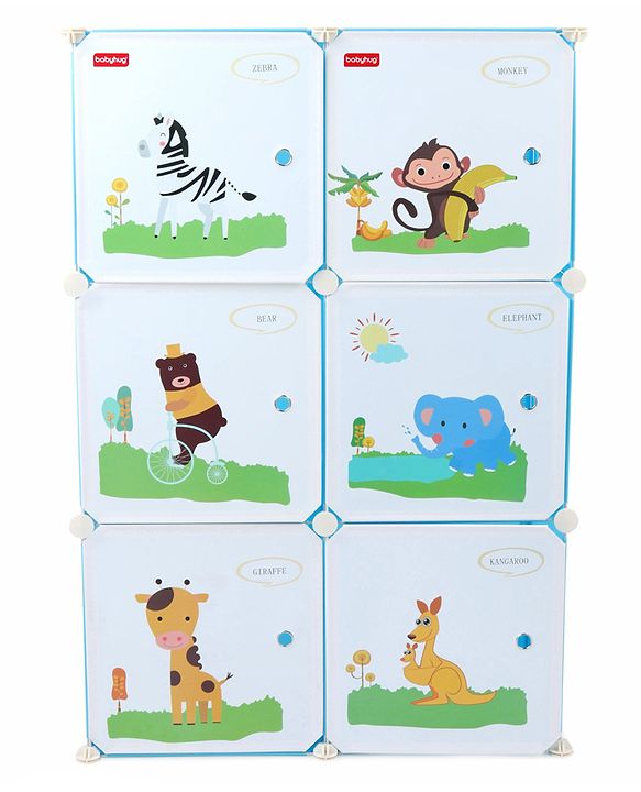 Babyhug 6 Cabinets Detachable Storage Unit Cartoon Print - Green