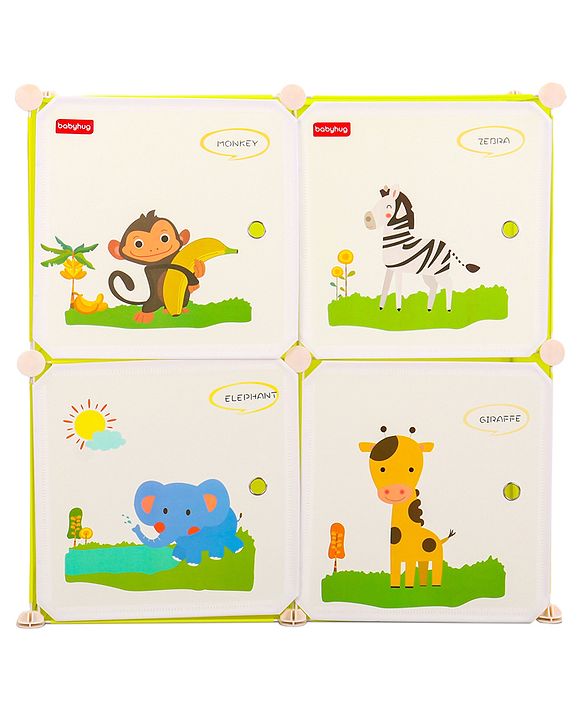 Babyhug 4 Layered Detachable Storage Unit Animal Print - Green