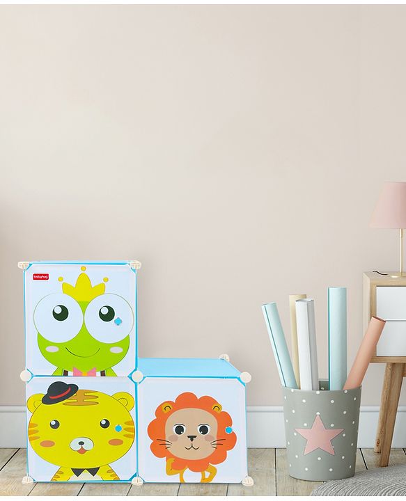 Babyhug 3 Cabinets Detachable Storage Unit Cartoon Print - Blue