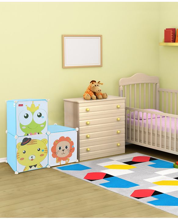 Babyhug 3 Cabinets Detachable Storage Unit Cartoon Print - Blue