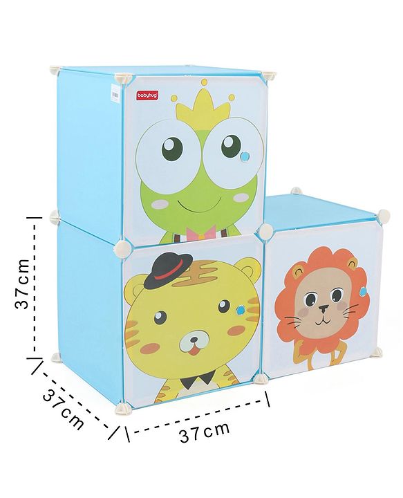 Babyhug 3 Cabinets Detachable Storage Unit Cartoon Print - Blue