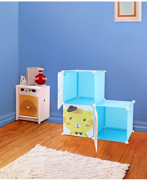 Babyhug 3 Cabinets Detachable Storage Unit Cartoon Print - Blue