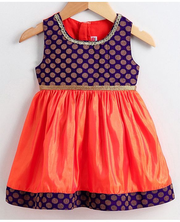 Babyhug Sleeveless Ethnic Dress  - Purple Orange