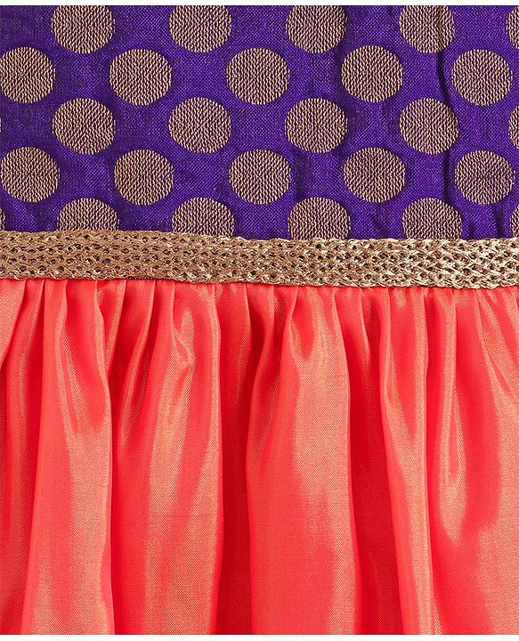 Babyhug Sleeveless Ethnic Dress  - Purple Orange