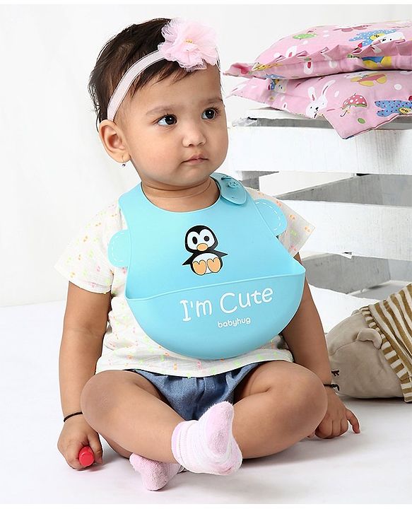 Babyhug Soft Silicone Feeding Bib  Bird Print, Yellow| Waterproof, Tear-Resistant, Easy to Wear| With Deep Crumb Catcher| Adjustable Fit| Foldable & Easy to Carry