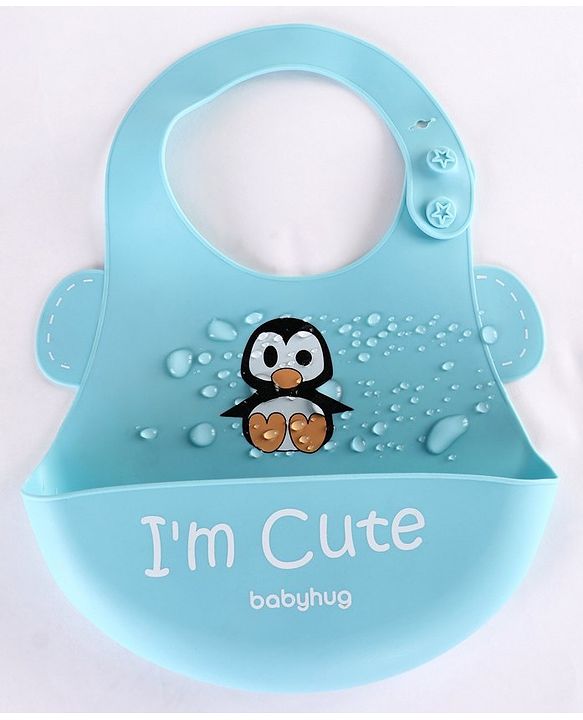 Babyhug Soft Silicone Feeding Bib  Bird Print, Yellow| Waterproof, Tear-Resistant, Easy to Wear| With Deep Crumb Catcher| Adjustable Fit| Foldable & Easy to Carry
