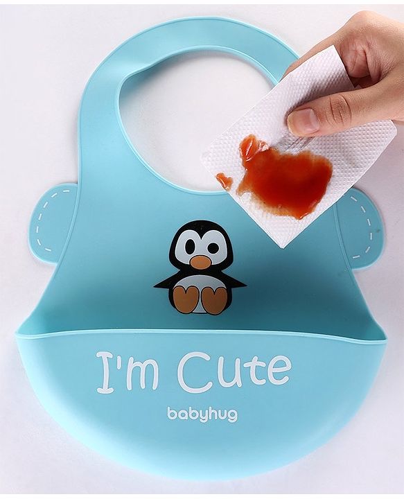 Babyhug Soft Silicone Feeding Bib  Bird Print, Yellow| Waterproof, Tear-Resistant, Easy to Wear| With Deep Crumb Catcher| Adjustable Fit| Foldable & Easy to Carry