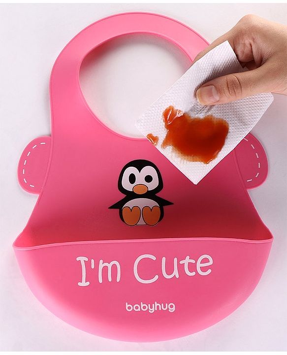 Babyhug Soft Silicone Feeding Bib  Bird Print, Yellow| Waterproof, Tear-Resistant, Easy to Wear| With Deep Crumb Catcher| Adjustable Fit| Foldable & Easy to Carry