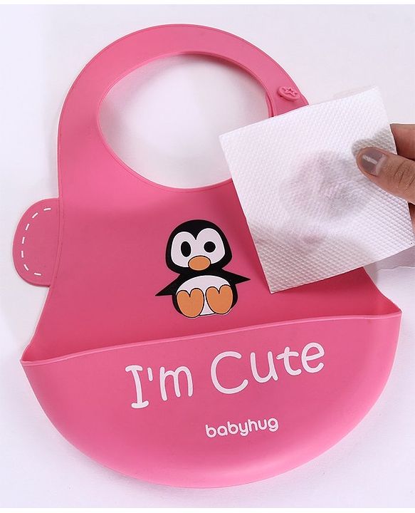 Babyhug Soft Silicone Feeding Bib  Bird Print, Yellow| Waterproof, Tear-Resistant, Easy to Wear| With Deep Crumb Catcher| Adjustable Fit| Foldable & Easy to Carry