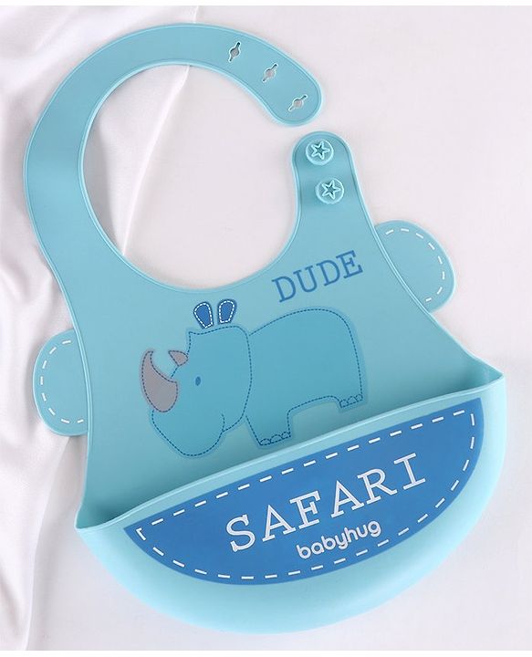 Babyhug Soft Silicone Feeding Bib  Bird Print, Yellow| Waterproof, Tear-Resistant, Easy to Wear| With Deep Crumb Catcher| Adjustable Fit| Foldable & Easy to Carry