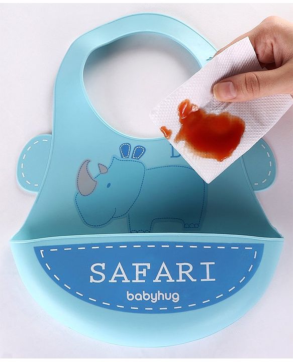 Babyhug Soft Silicone Feeding Bib  Bird Print, Yellow| Waterproof, Tear-Resistant, Easy to Wear| With Deep Crumb Catcher| Adjustable Fit| Foldable & Easy to Carry