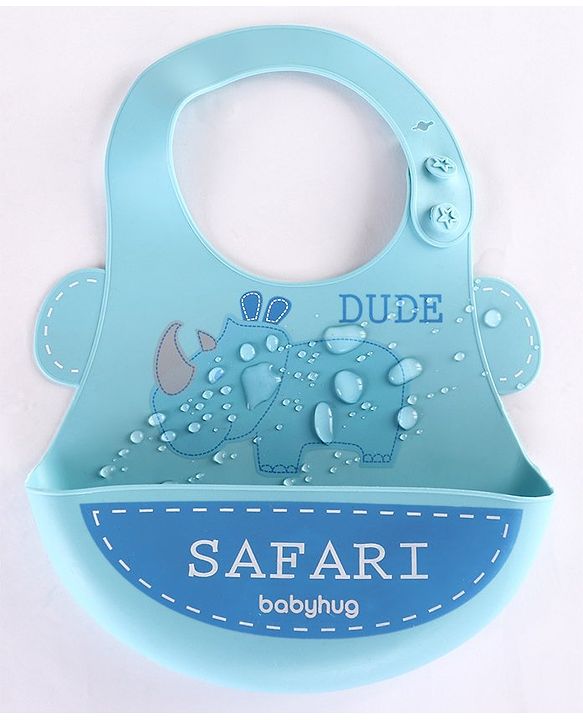 Babyhug Soft Silicone Feeding Bib  Bird Print, Yellow| Waterproof, Tear-Resistant, Easy to Wear| With Deep Crumb Catcher| Adjustable Fit| Foldable & Easy to Carry