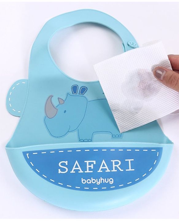 Babyhug Soft Silicone Feeding Bib  Bird Print, Yellow| Waterproof, Tear-Resistant, Easy to Wear| With Deep Crumb Catcher| Adjustable Fit| Foldable & Easy to Carry