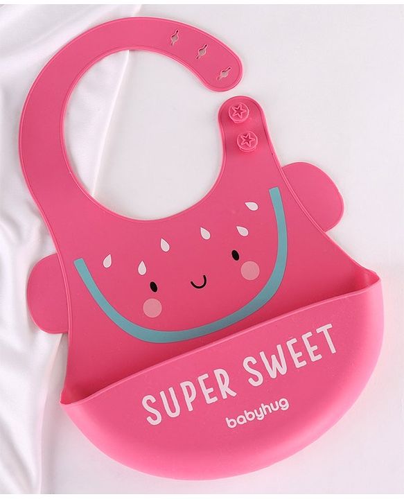 Babyhug Soft Silicone Feeding Bib  Bird Print, Yellow| Waterproof, Tear-Resistant, Easy to Wear| With Deep Crumb Catcher| Adjustable Fit| Foldable & Easy to Carry