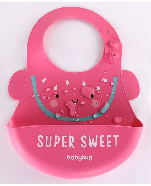 Babyhug Soft Silicone Feeding Bib  Bird Print, Yellow| Waterproof, Tear-Resistant, Easy to Wear| With Deep Crumb Catcher| Adjustable Fit| Foldable & Easy to Carry