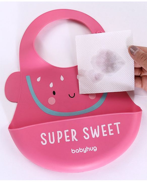 Babyhug Soft Silicone Feeding Bib  Bird Print, Yellow| Waterproof, Tear-Resistant, Easy to Wear| With Deep Crumb Catcher| Adjustable Fit| Foldable & Easy to Carry