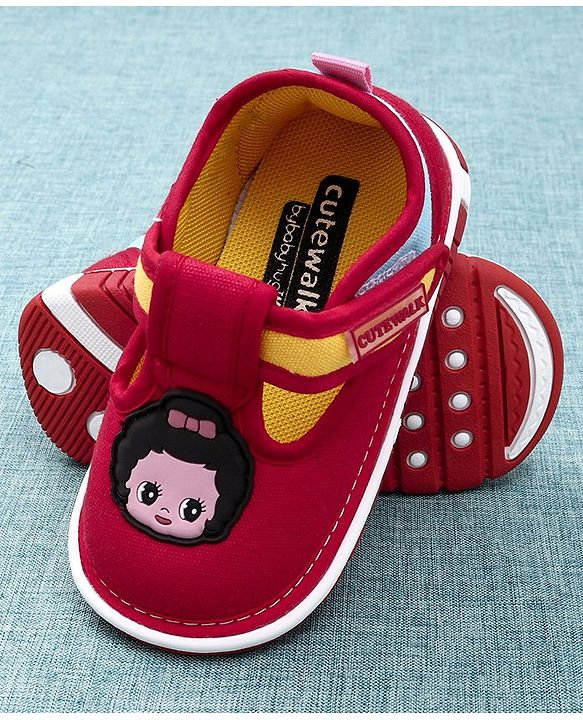 Cute Walk by Babyhug Canvas Musical Shoes Doll Patch - Red
