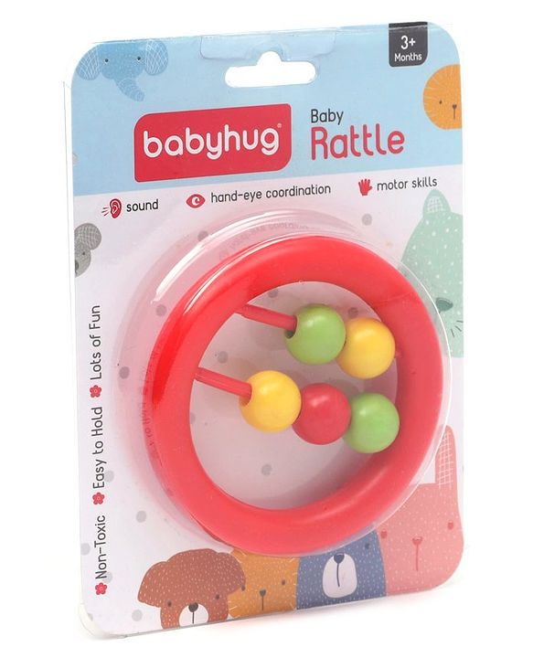 Babyhug Beads Rattle Red - Length 9 cm