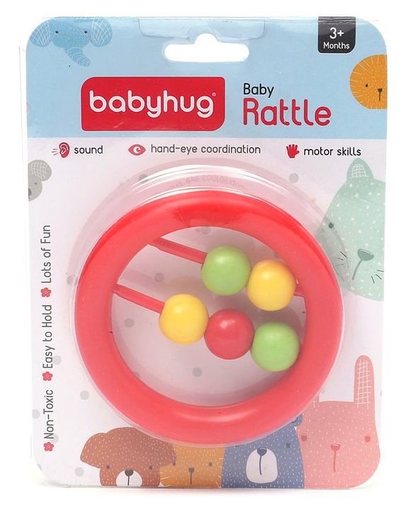 Babyhug Beads Rattle Red - Length 9 cm