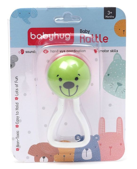 Babyhug Joy Rattle with Vibrant Color & Delightful Rattling Sound|Lightweight, Easy-to-Hold Rattle for Sensory|Motor Skill & Cognitive Development|Safe & Durable Material|3+ Months|BIS|Yellow & Blue