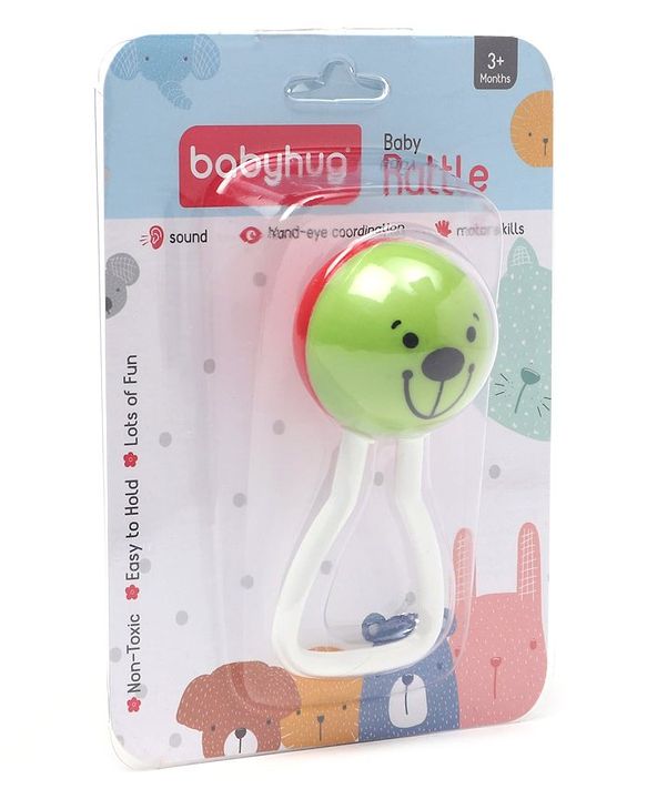 Babyhug Joy Rattle with Vibrant Color & Delightful Rattling Sound|Lightweight, Easy-to-Hold Rattle for Sensory|Motor Skill & Cognitive Development|Safe & Durable Material|3+ Months|BIS|Yellow & Blue