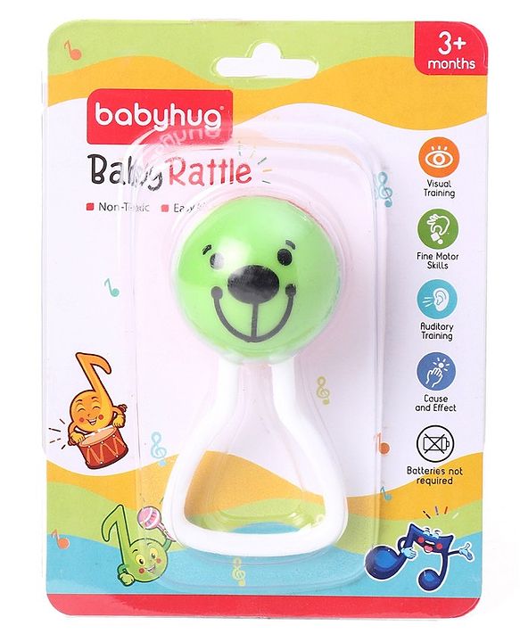 Babyhug Joy Rattle with Vibrant Color & Delightful Rattling Sound|Lightweight, Easy-to-Hold Rattle for Sensory|Motor Skill & Cognitive Development|Safe & Durable Material|3+ Months|BIS|Yellow & Blue