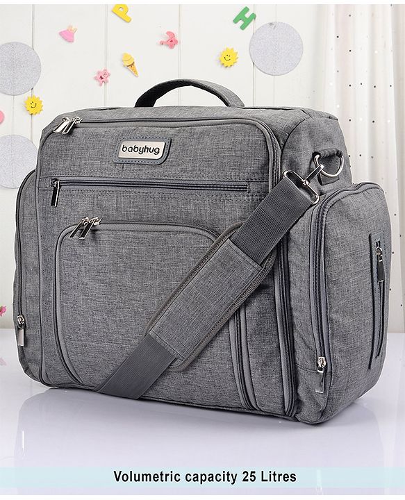 Babyhug Multipurpose Backpack Style Diaper Bag - Grey