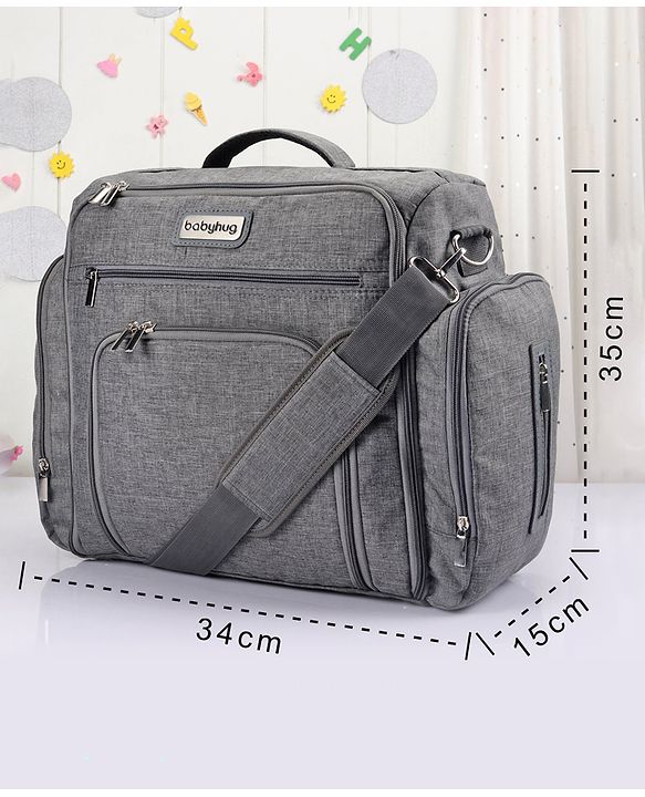 Babyhug Multipurpose Backpack Style Diaper Bag - Grey