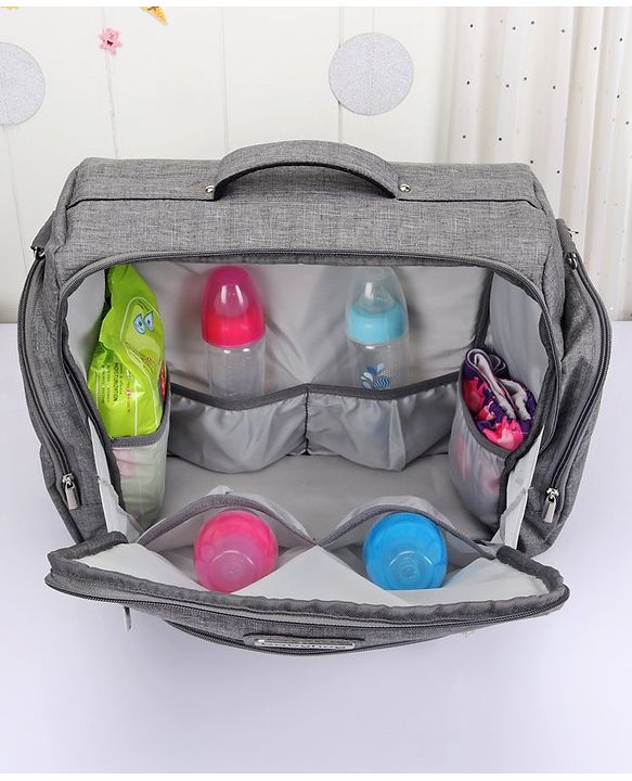 Babyhug Multipurpose Backpack Style Diaper Bag - Grey
