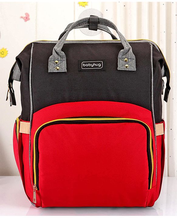 Babyhug Backpack Style Diaper Bag - Red Black
