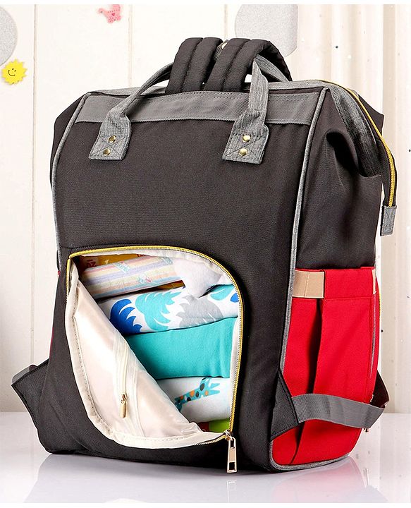 Babyhug Backpack Style Diaper Bag - Red Black