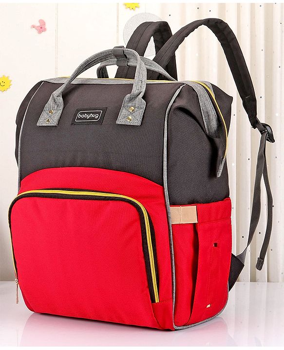 Babyhug Backpack Style Diaper Bag - Red Black