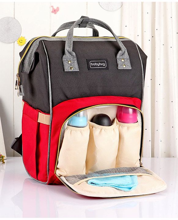 Babyhug Backpack Style Diaper Bag - Red Black