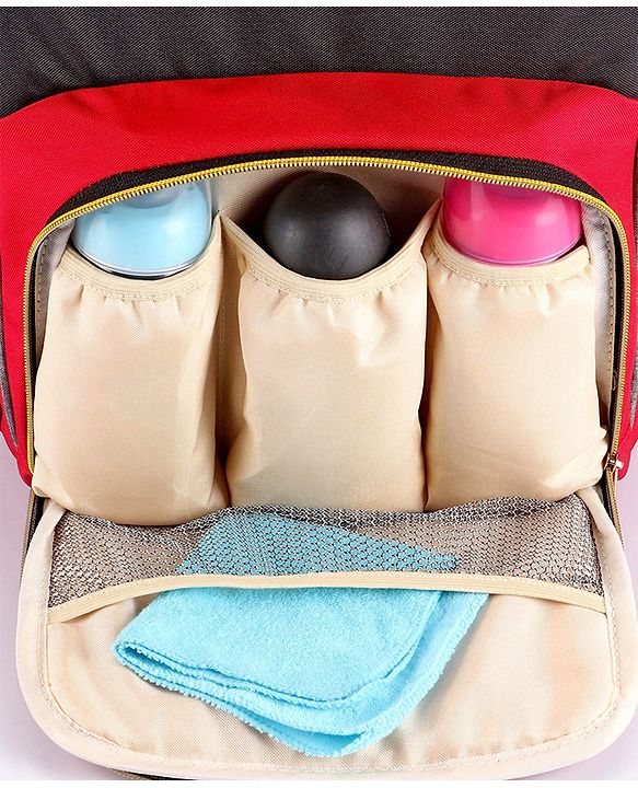 Babyhug Backpack Style Diaper Bag - Red Black