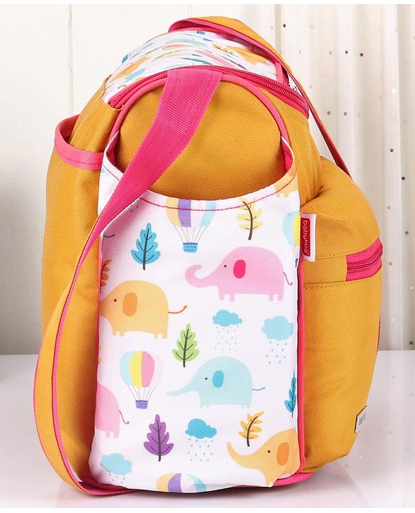 Babyhug Winsome Diaper Bag Elephant Print - Yellow