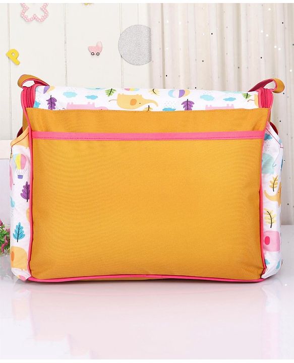 Babyhug Winsome Diaper Bag Elephant Print - Yellow