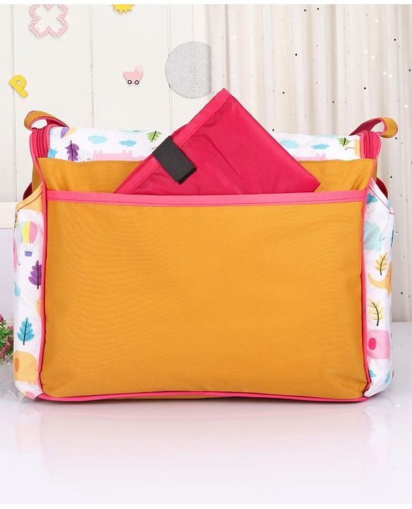 Babyhug Winsome Diaper Bag Elephant Print - Yellow